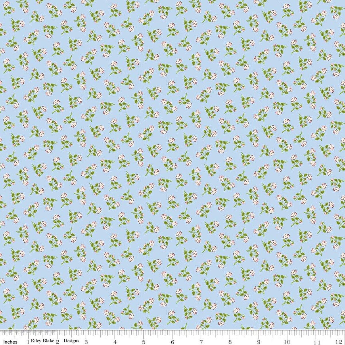 Peter Rabbit™ Spring Pansies Beatrix Potter Riley Blake C18752-BLUE Half Yard