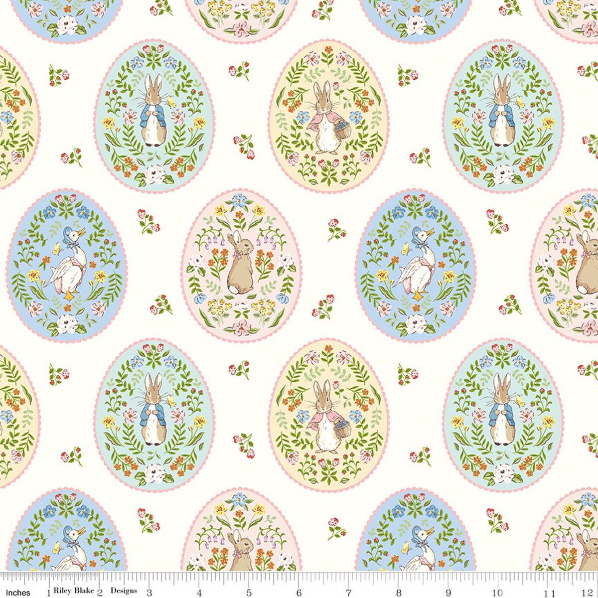 Peter Rabbit™ Spring Painted Eggs Beatrix Potter Riley Blake C18753-CLOUD Half Yard