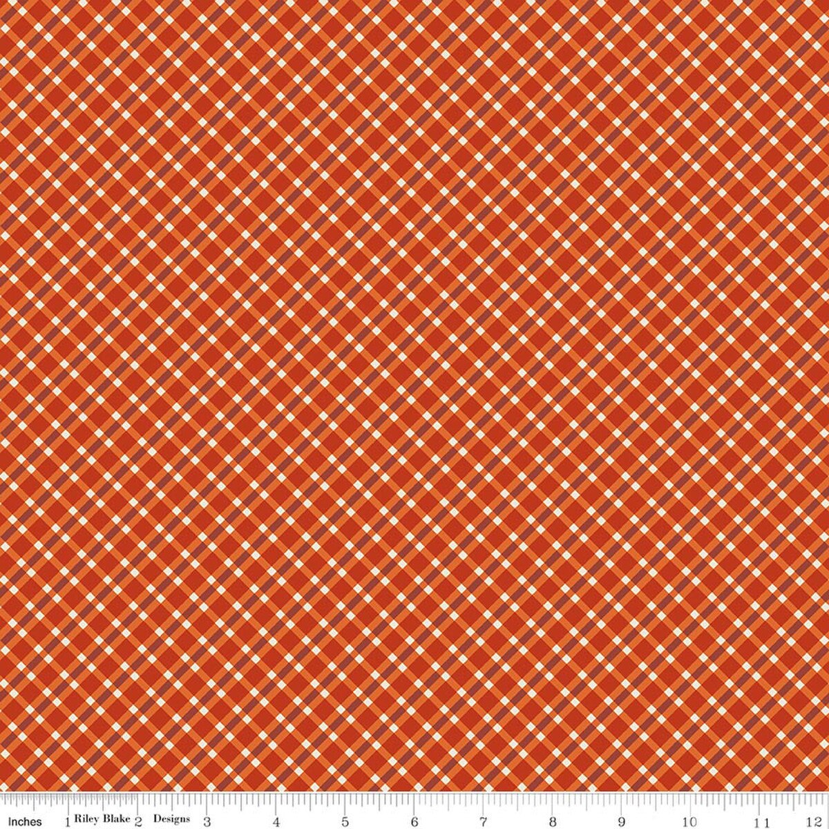 Pumpkin & Licorice C18783­-PUMPKIN Plaid Pumpkin Lori Holt Riley Blake Half Yard