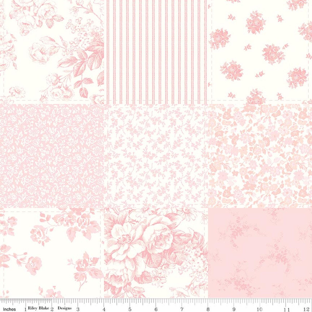 Rosewater Cottage Cheater Print Pink Laura Ashley Riley Blake Designs C18819­-PINK Half Yard