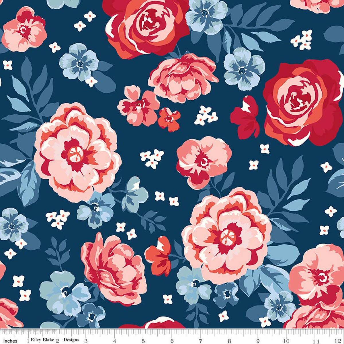 Star-Spangled Garden Main Oxford Blue My Mind's Eye Riley Blake C18840-OXFORDBLUE Half Yard