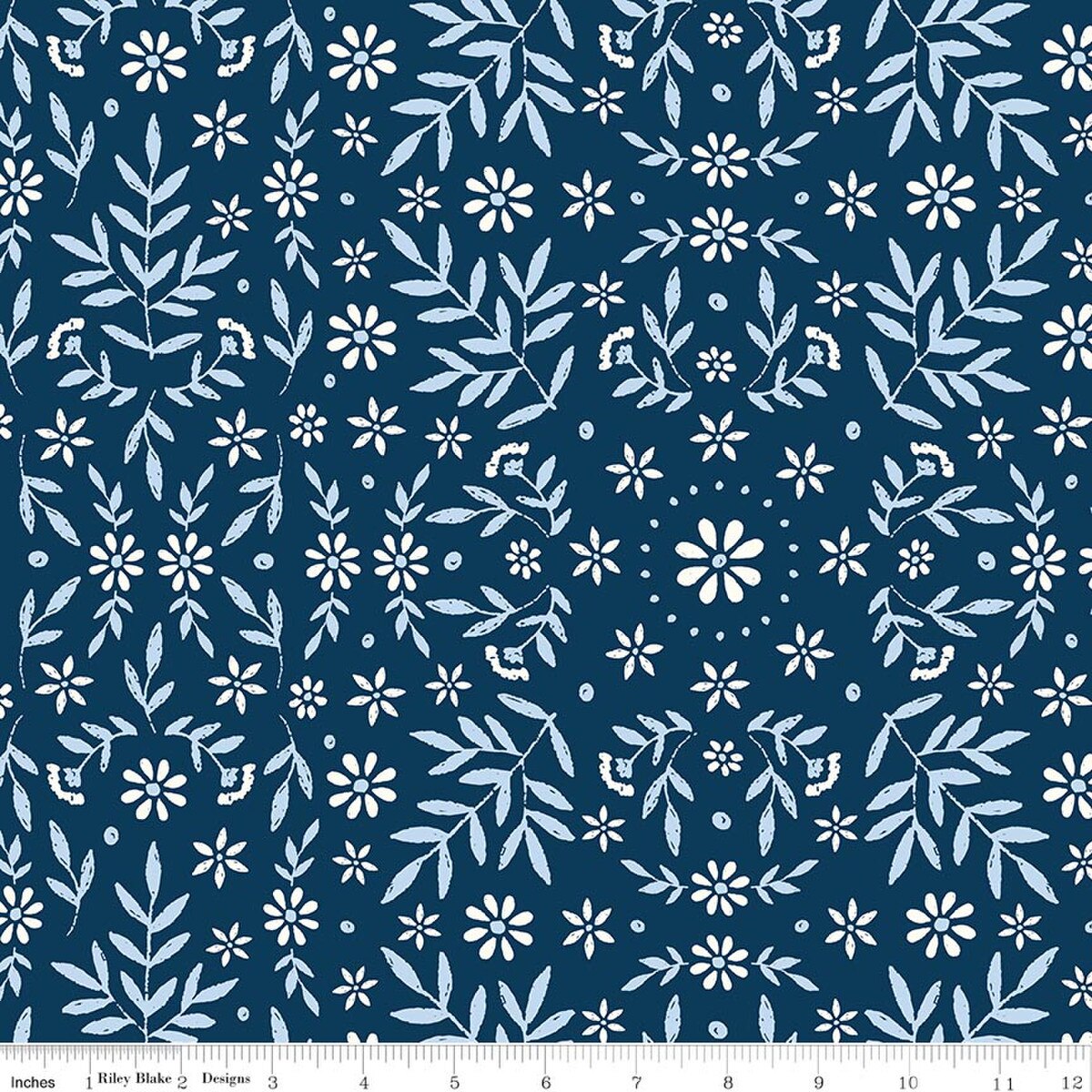 Star-Spangled Garden Ditsy Floral Oxford Blue My Mind's Eye Riley Blake C18841-OXFORDBLUE Half Yard