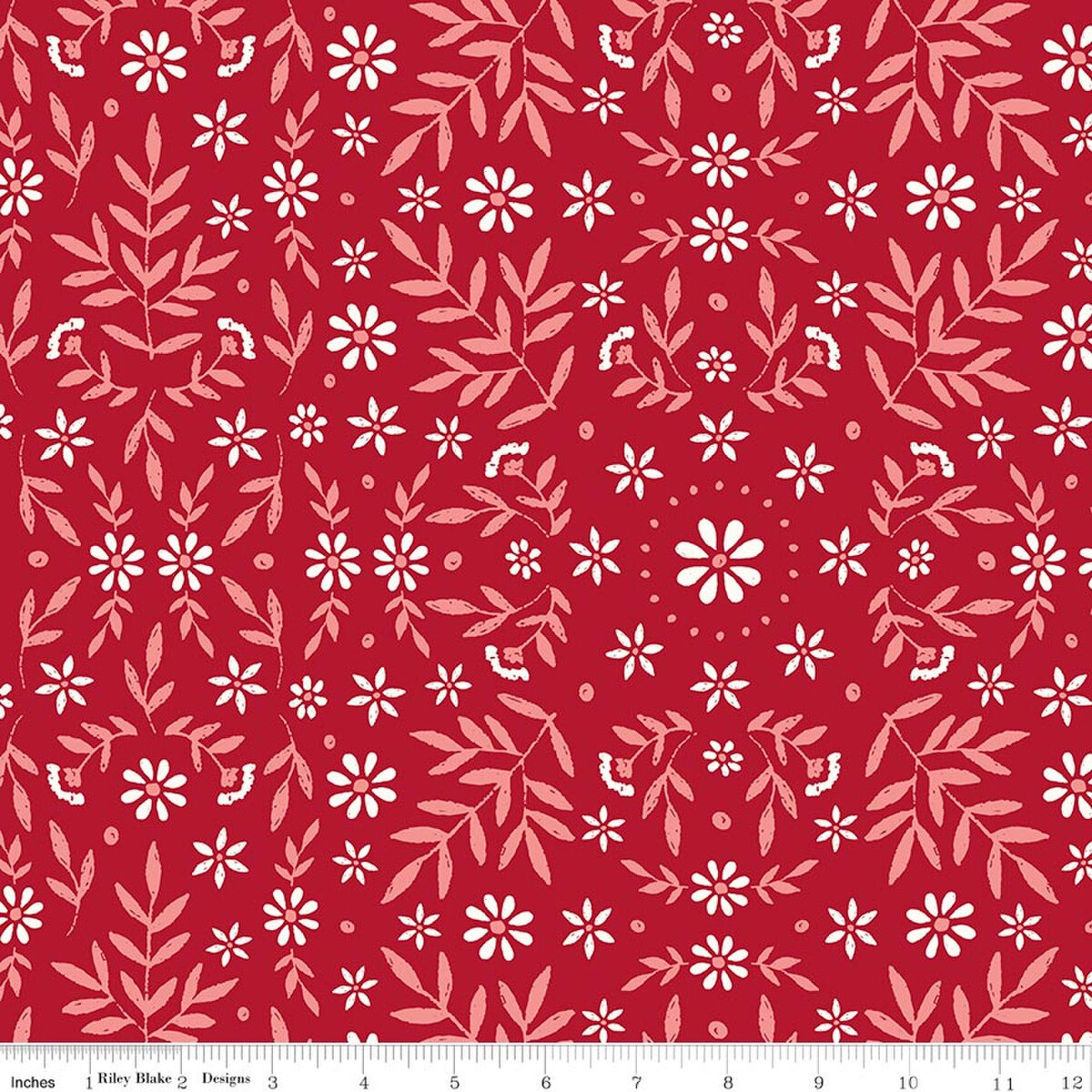 Star-Spangled Garden Ditsy Floral Redwood My Mind's Eye Riley Blake C18841-REDWOOD Half Yard