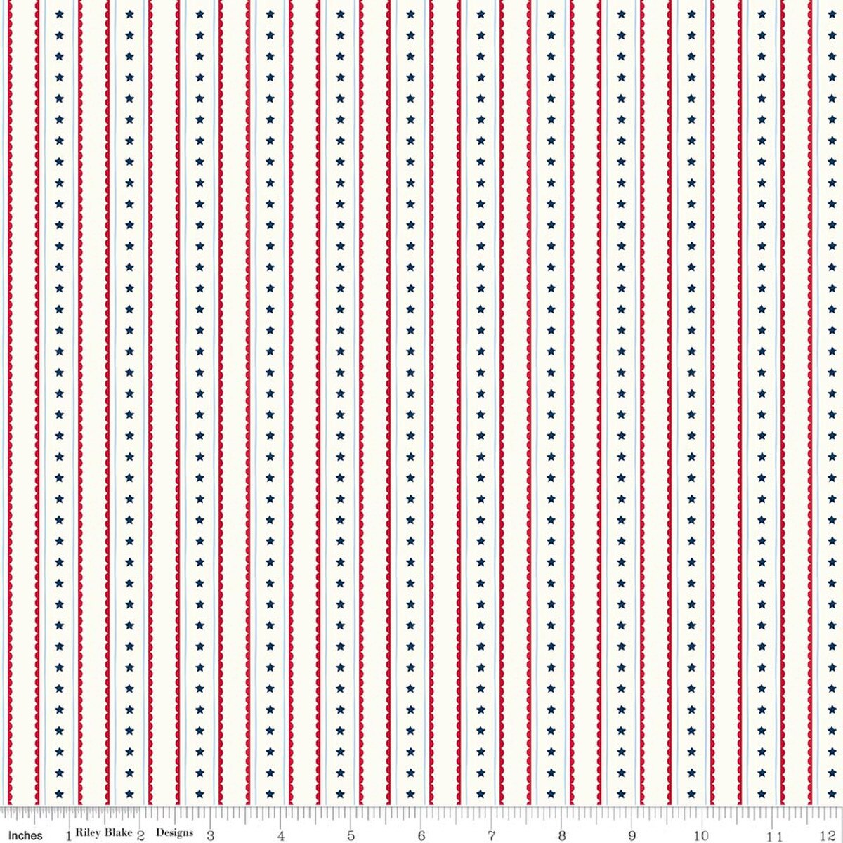 Star-Spangled Garden Stripes Cloud My Mind's Eye Riley Blake C18842-CLOUD Half Yard