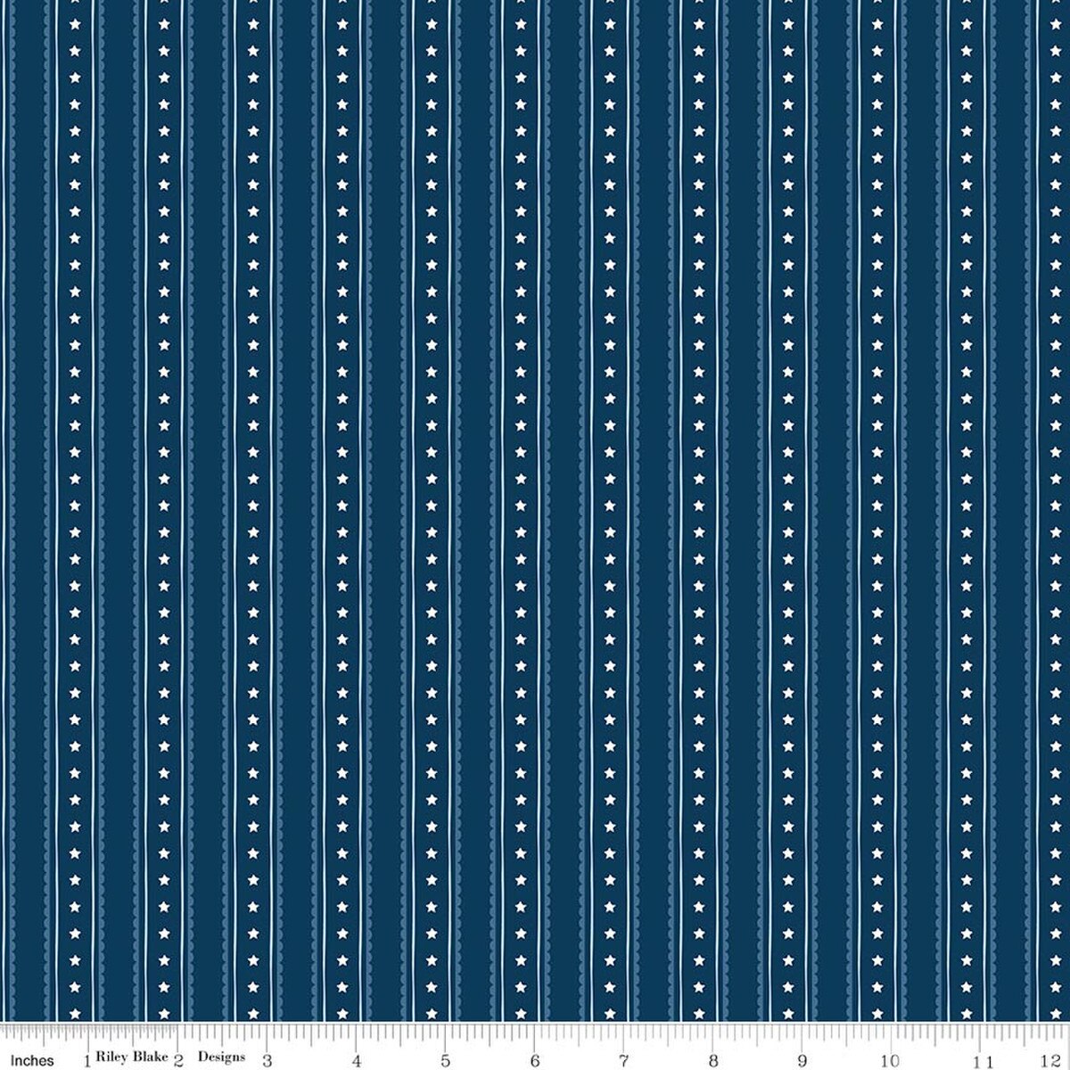 Star-Spangled Garden Stripes Oxford Blue My Mind's Eye Riley Blake C18842-OXFORDBLUE Half Yard