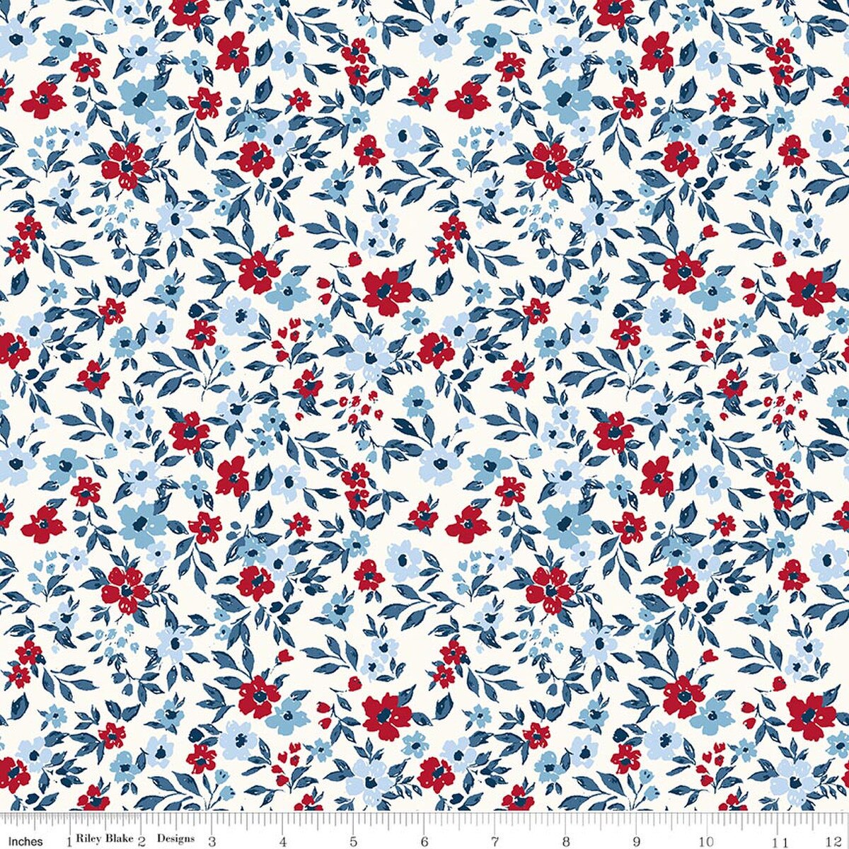 Star-Spangled Garden Floral Cloud My Mind's Eye Riley Blake C18844-CLOUD Half Yard