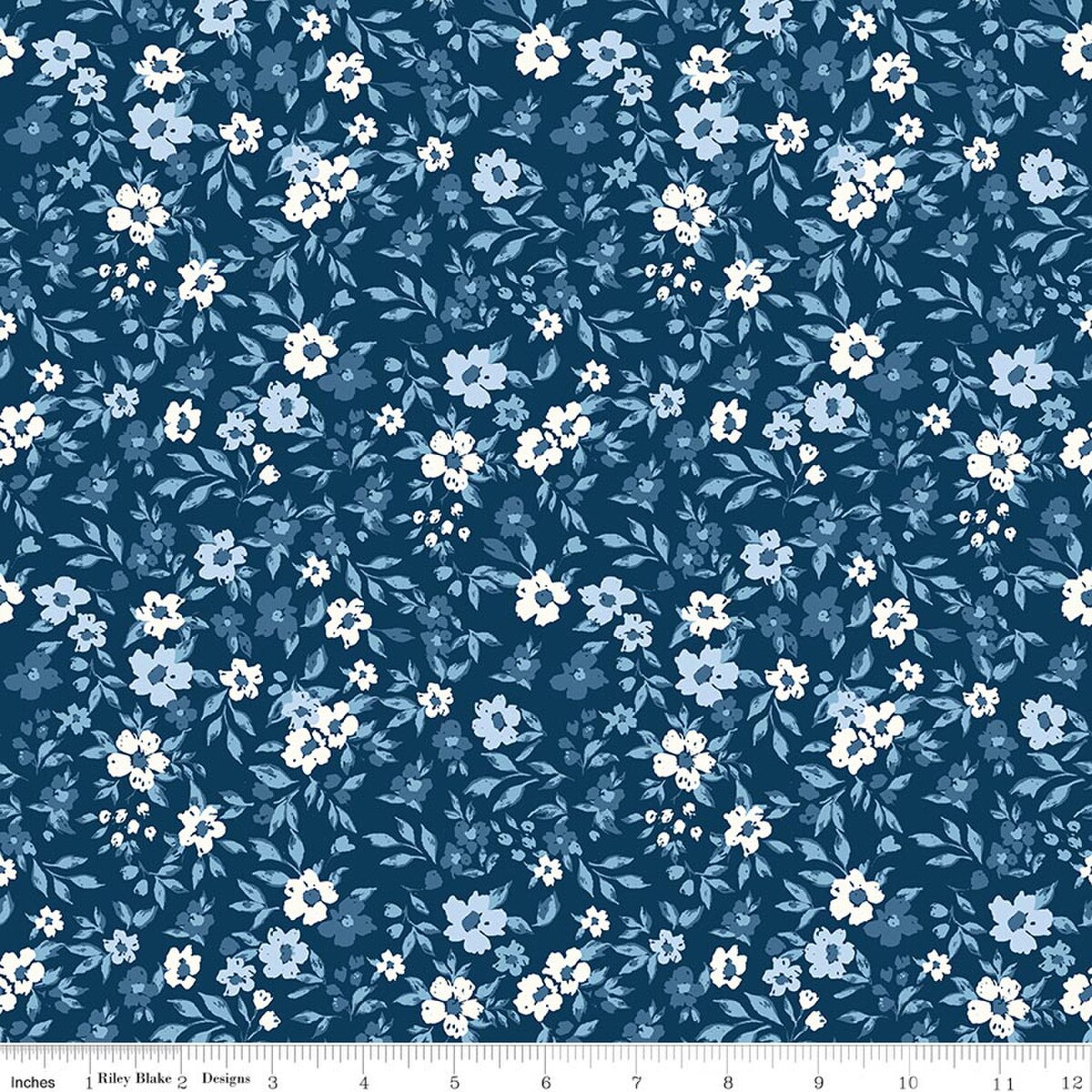 Star-Spangled Garden Floral Oxford Blue My Mind's Eye Riley Blake C18844-OXFORDBLUE Half Yard