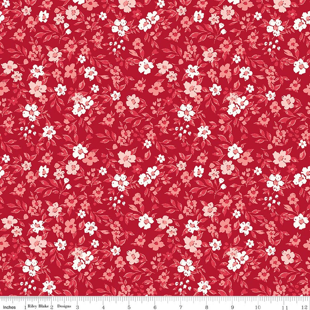 Star-Spangled Garden Floral Redwood My Mind's Eye Riley Blake C18844-REDWOOD Half Yard