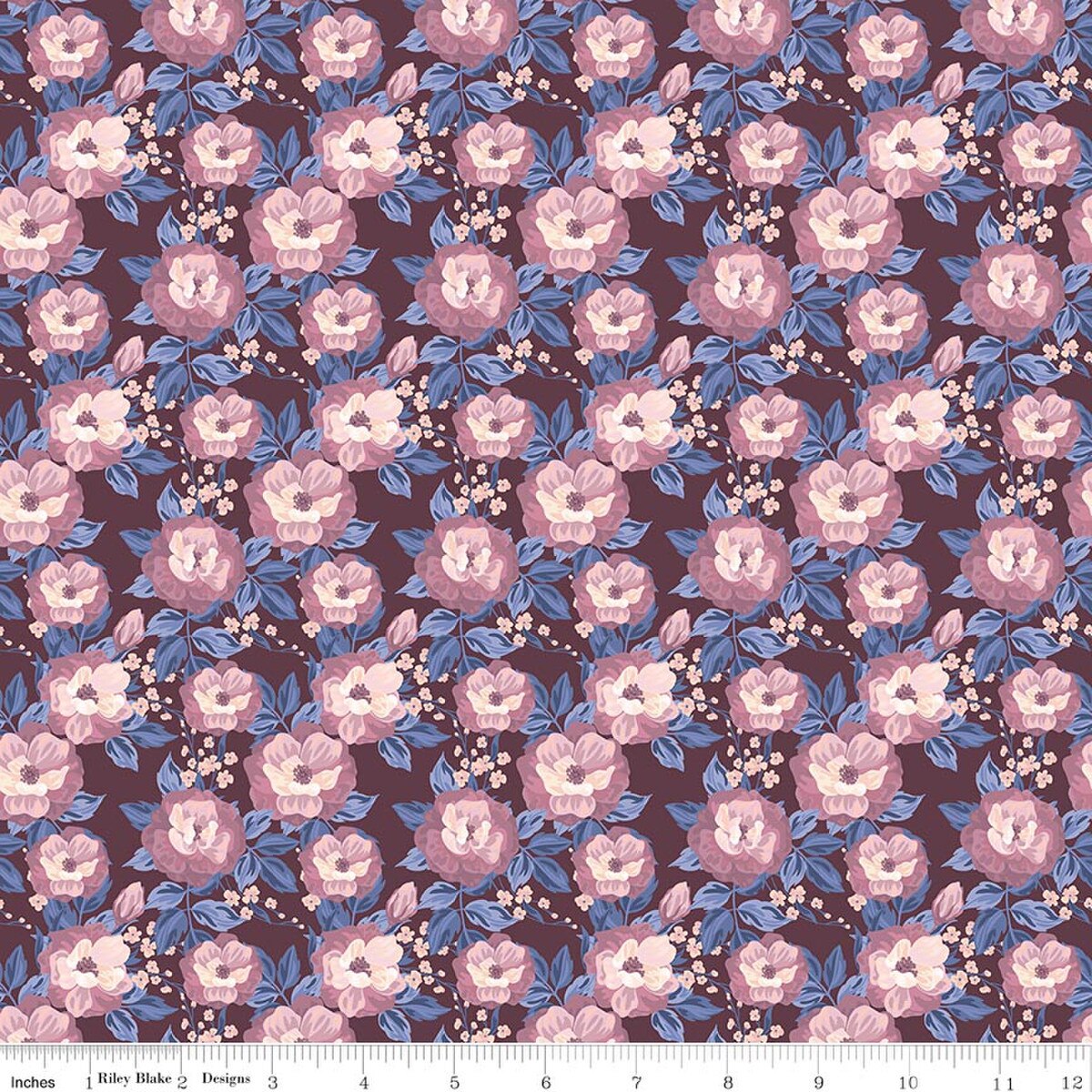 Twilight on the Prairie Floral C18854-BURGUNDY Modern Prairie Riley Blake Half Yard