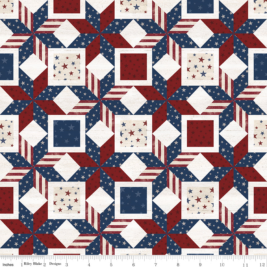 Valor Is Never Forgotten Quilt Blocks Multi C18885-MULTI Riley Blake Half Yard