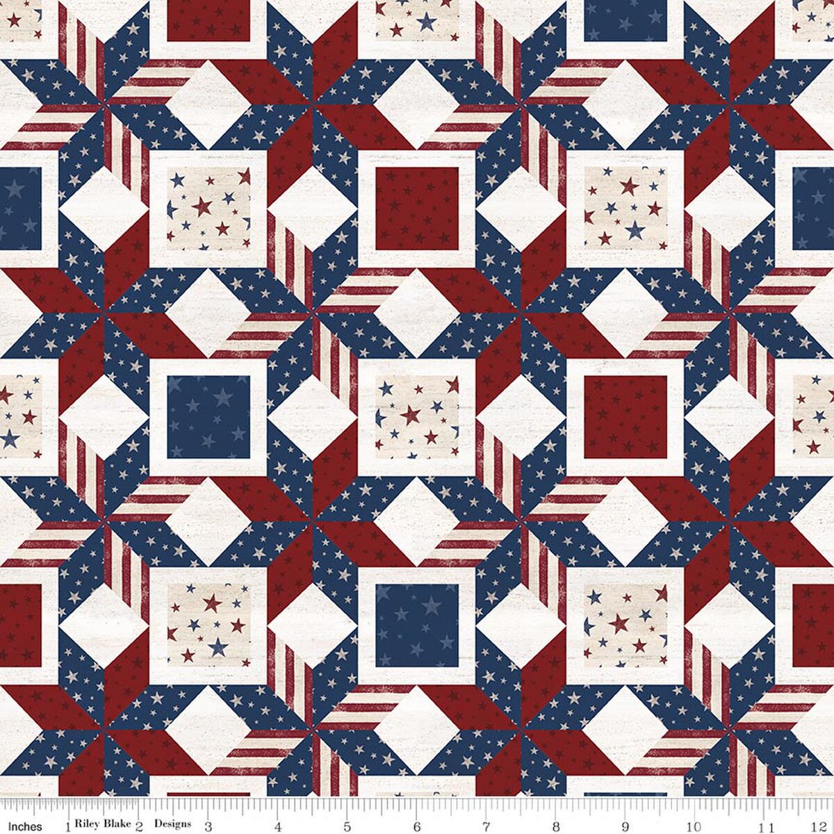 Valor Is Never Forgotten Quilt Blocks Multi Tara Reed Riley Blake Designs C18885­-MULTI Half Yard