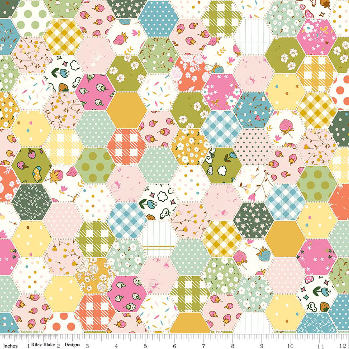 Ashmere Hexies Multi Minki Kim Riley Blake C18891­-MULTI Half Yard