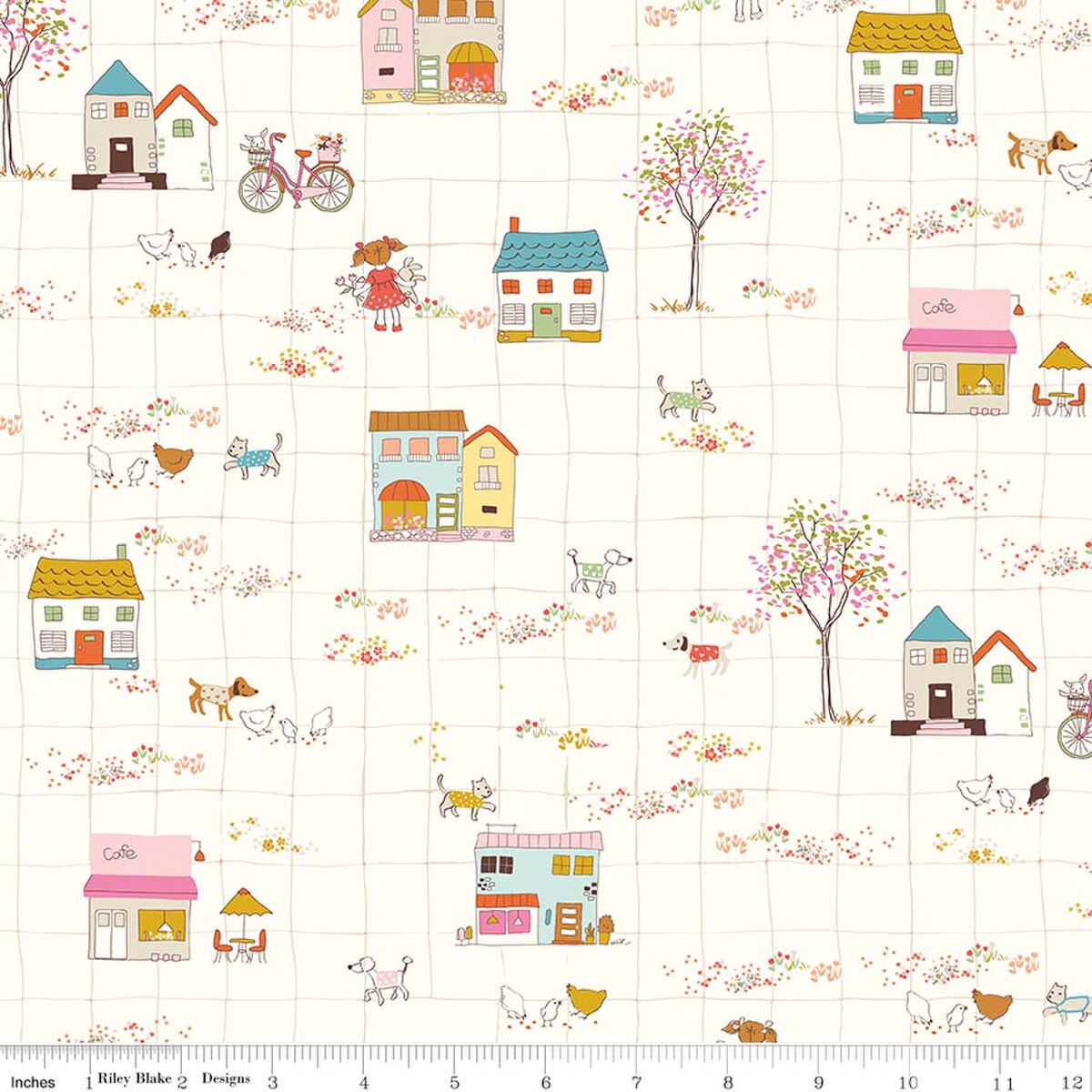 Ashmere Little Town Cream Minki Kim Riley Blake C18892­-CREAM Half Yard