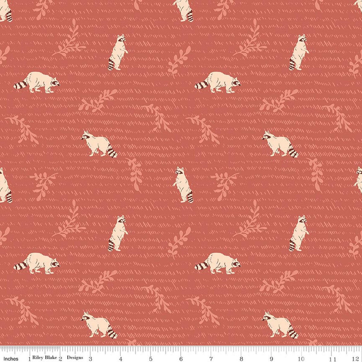 Aspen Lake C18983­-WARM Raccoons Warm Amber Elliot Riley Blake Half Yard