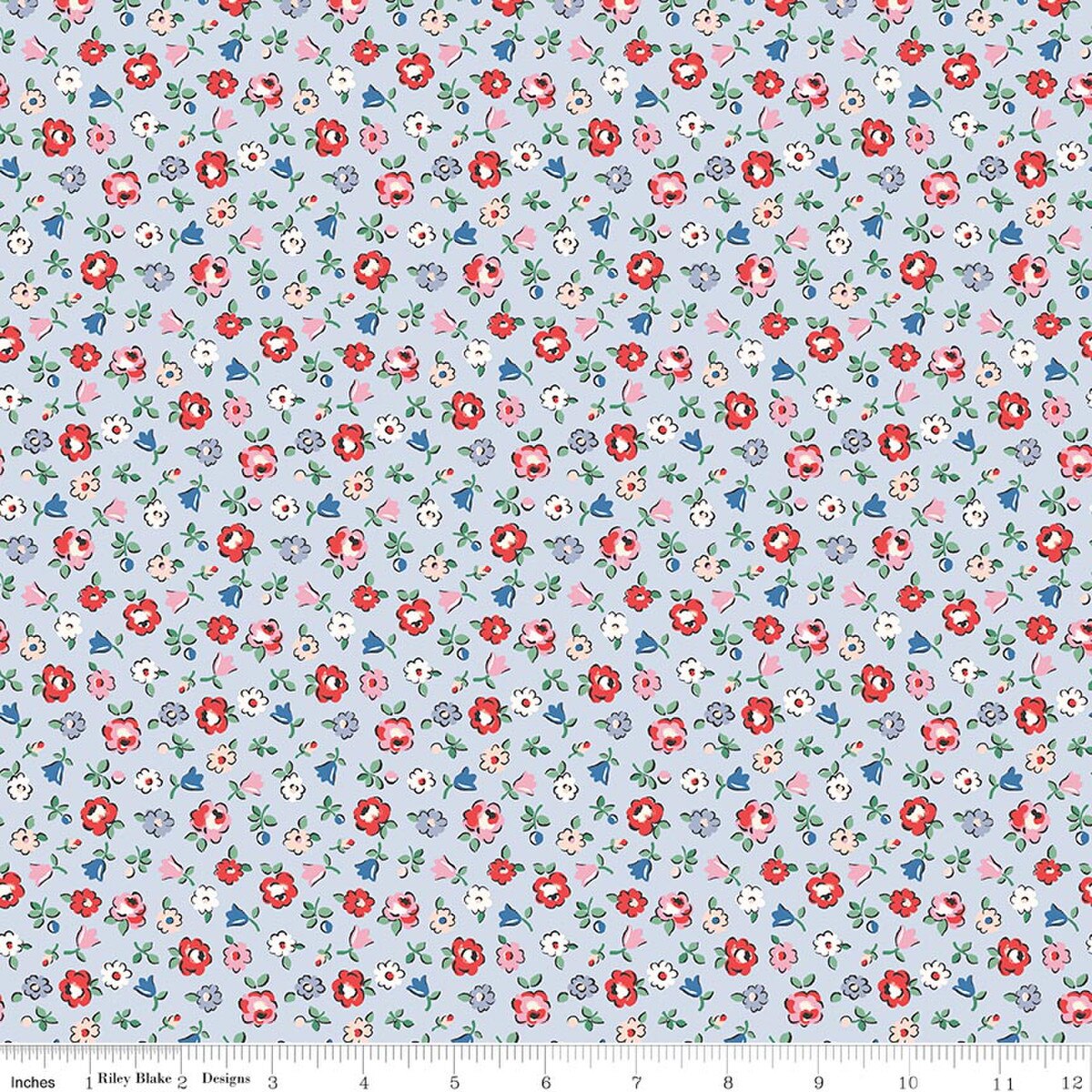 From London, With Love C18991­-LTBLUE Ditsy Floral Light Blue Cath Kidston Riley Blake Half Yard