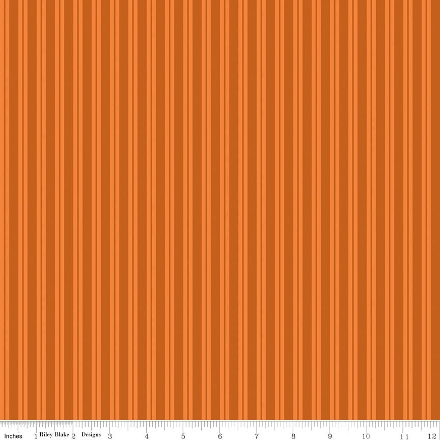 Cobweb Cottage Stripes C19087-ORANGE Orange Riley Blake Half Yard