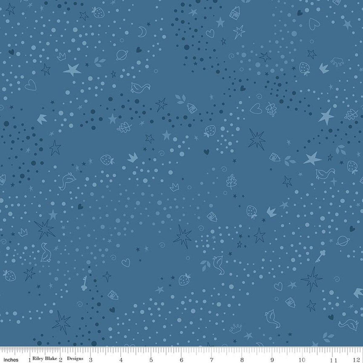Storybook Basic Coastal Blue Jennifer Long Riley Blake C365­-COASTALBLUE Half Yard