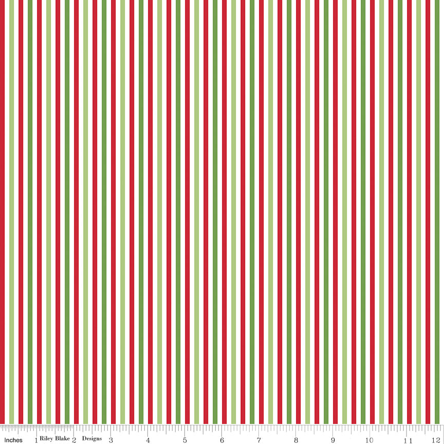 Stripe 1/8 Inch Color Christmas Riley Blake Designs C495-CHRISTMAS Half Yard