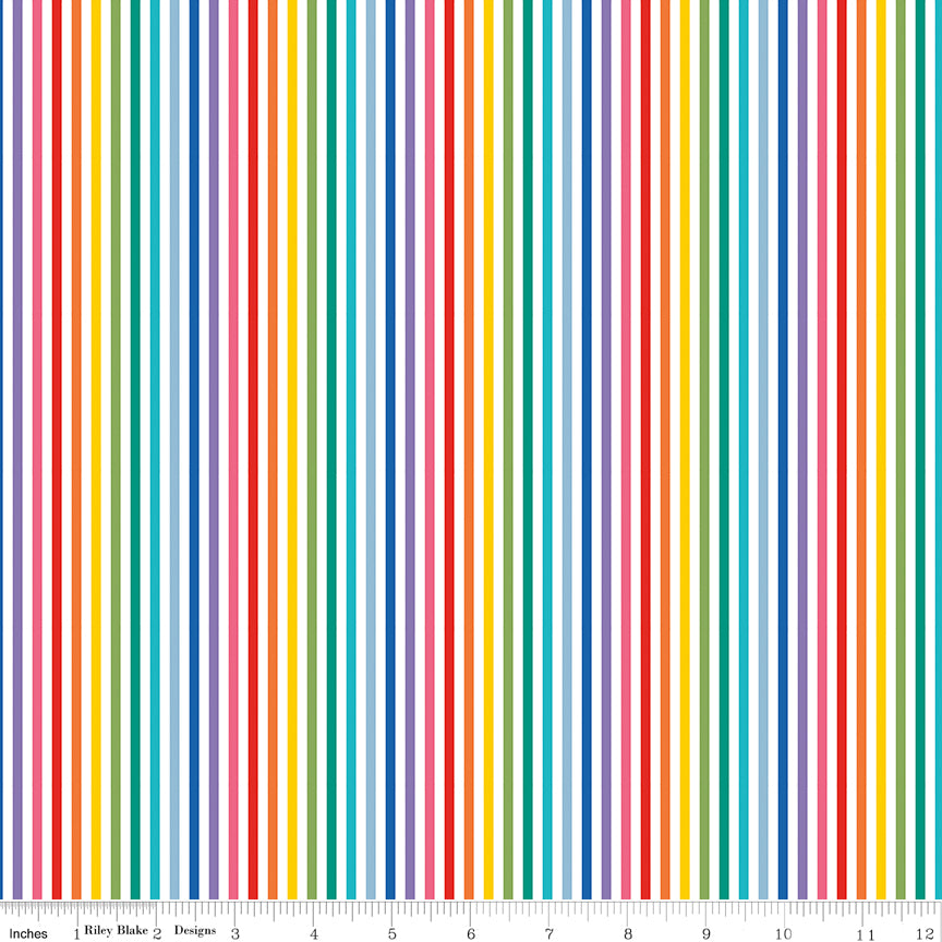1/8" Stripe Rainbow C495-RAINBOW Riley Blake Half Yard