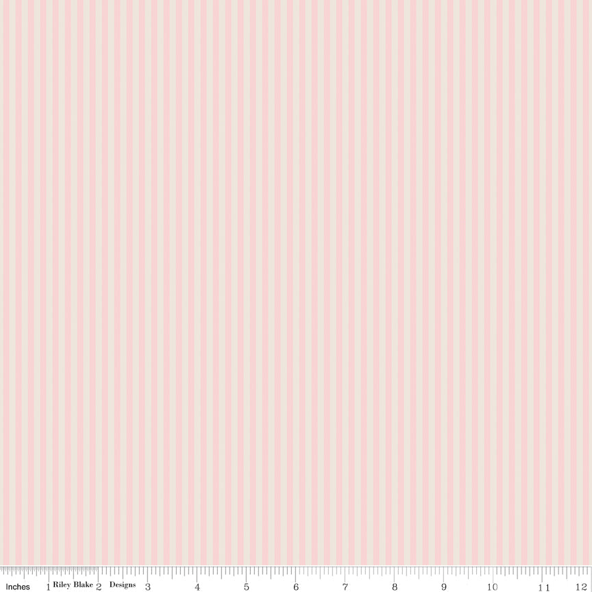 1/8“ Stripe Ivory Pink Dogwood Riley Blake Designs C505-DOGWOOD Half Yard