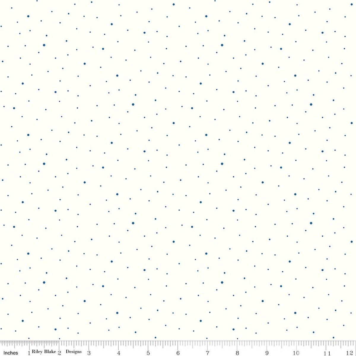 Dapple Dot Denim C645-DENIM on Off White Riley Blake Half Yard