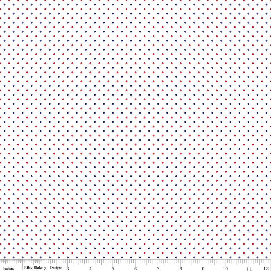 Swiss Dot on White Patriotic Riley Blake C660-PATRIOTIC Half Yard