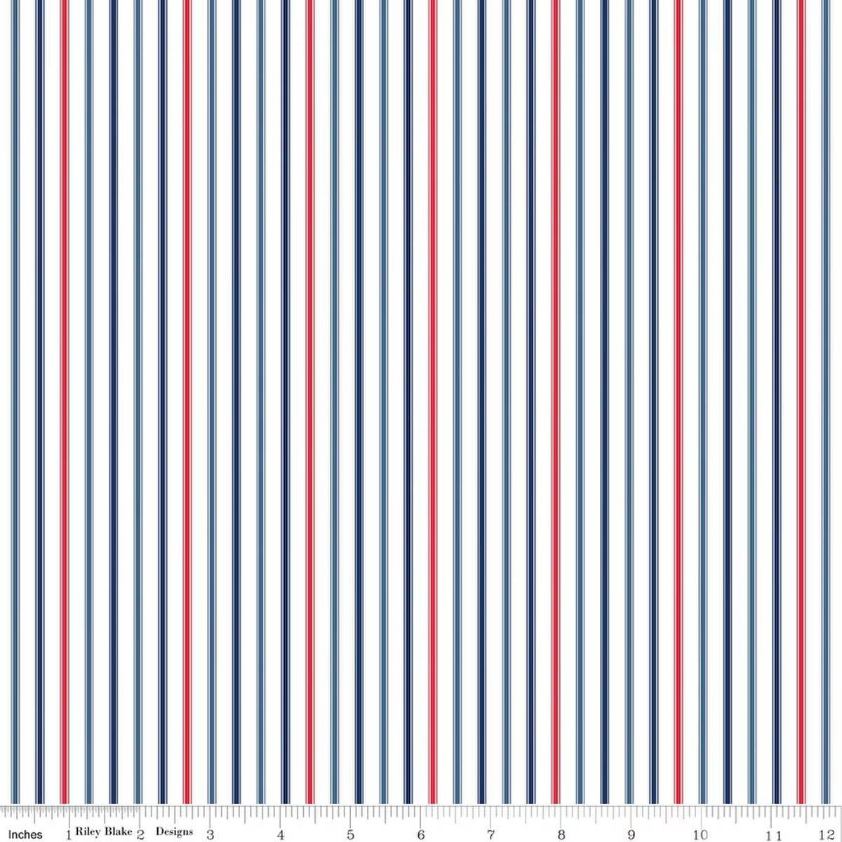 Seasonal Basics Ticking Stripe Patriotic Christopher Thompson Riley Blake Designs C775-­PATRIOTIC Half Yard