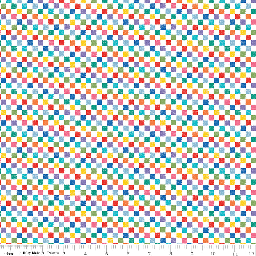Check Please! 1/4" Check Rainbow Riley Blake C820-RAINBOW Half Yard