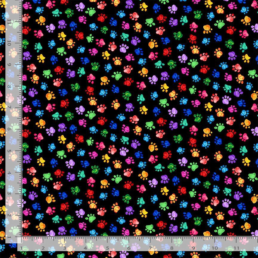 Purrsonality CAT-CD4605 BRITE Cat's Multi Paws Chong-a Hwang Timeless Treasures Half Yard