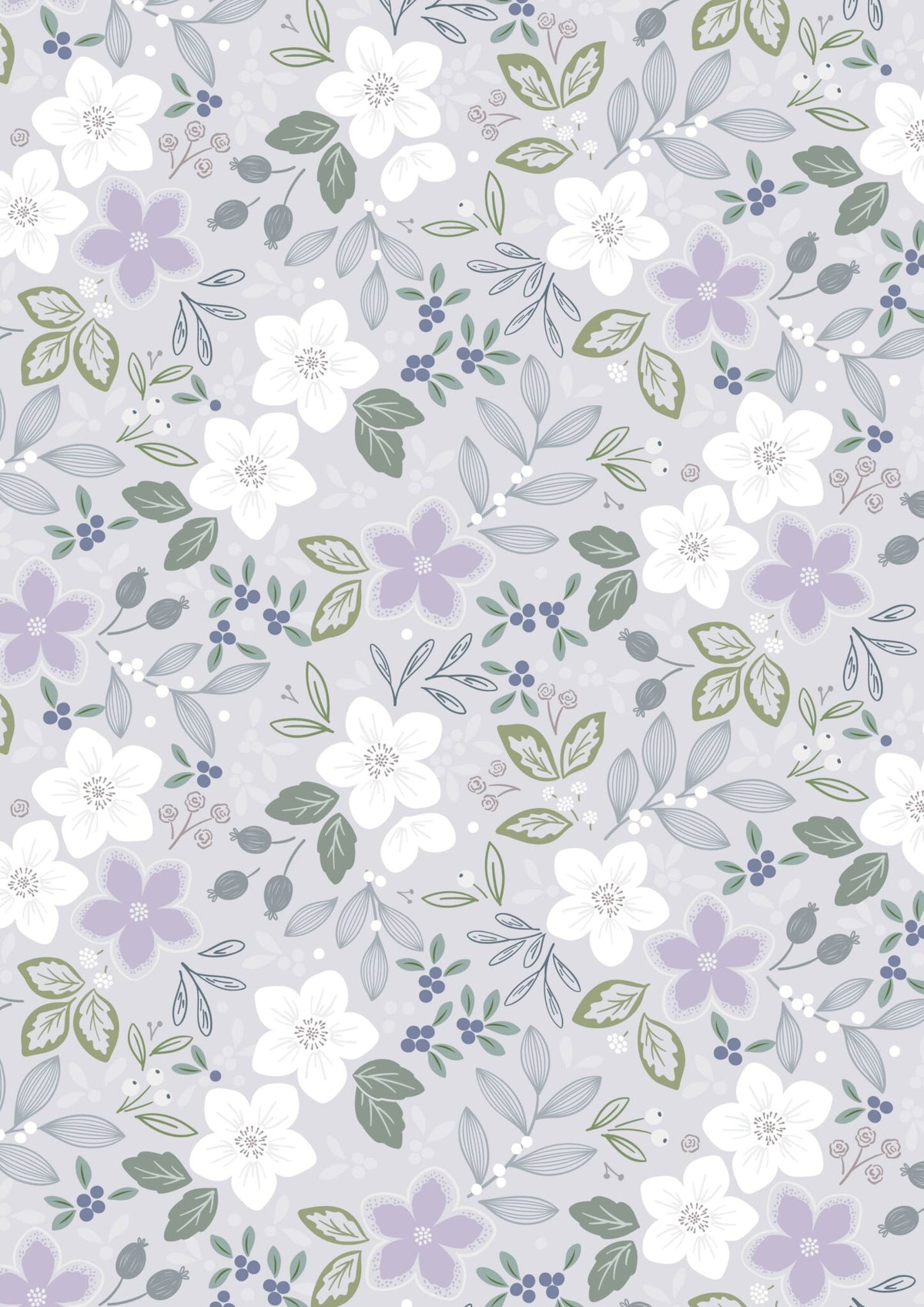 Winter's Garden Promise Light Silver Pearlescent CC72.1 Lewis & Irene Half Yard