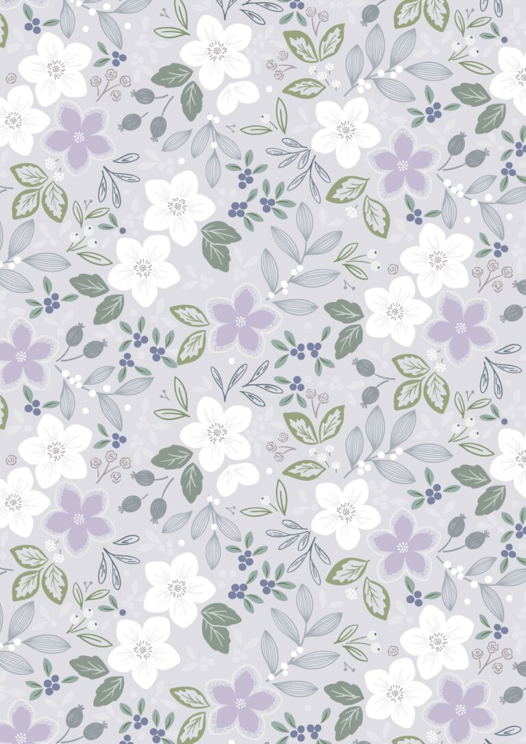 Winter's Garden Promise Light Silver Pearlescent CC72.1 Lewis & Irene Half Yard