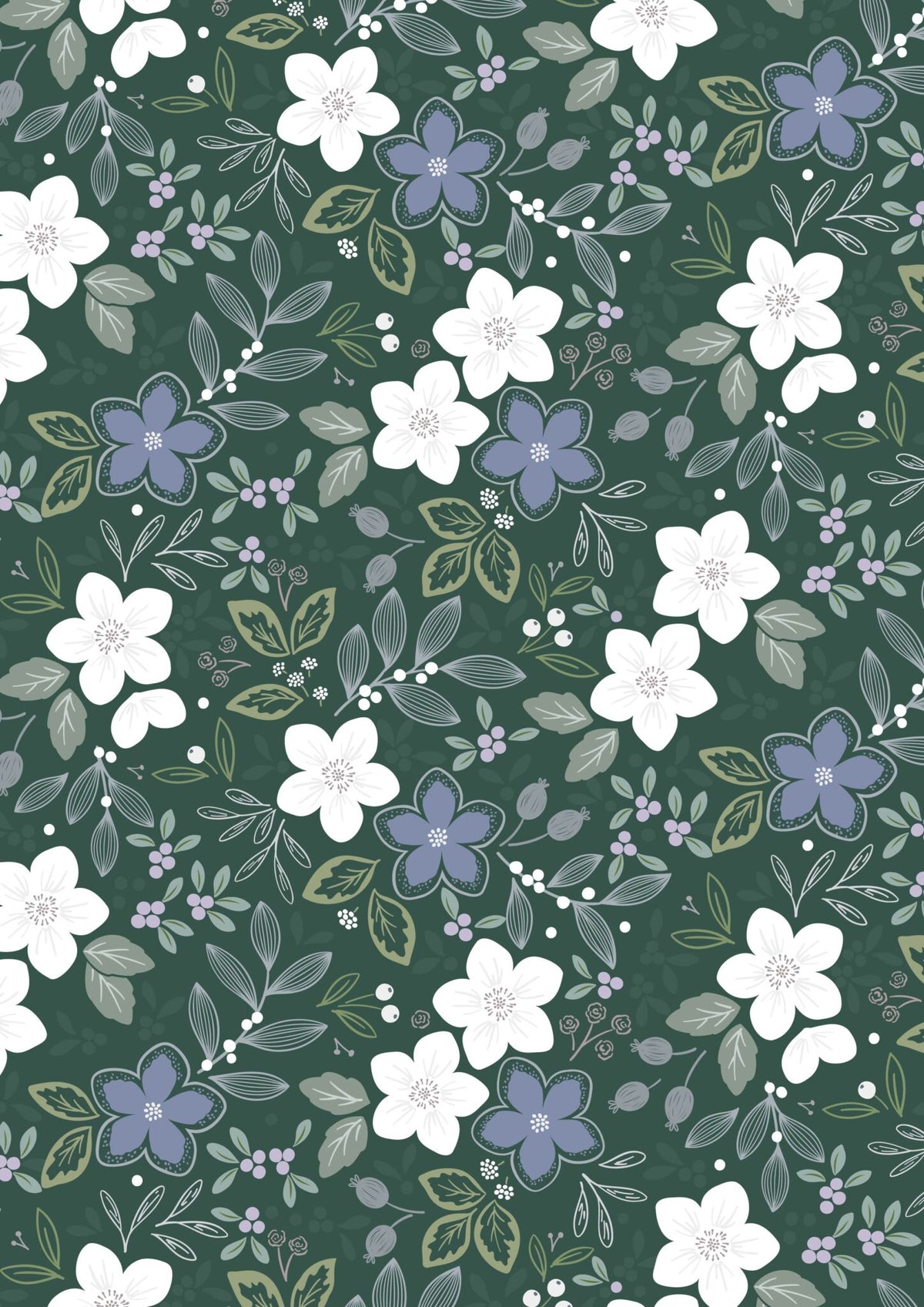 Winter's Garden Promise Forest Green Pearlescent CC72.3 Lewis & Irene Half Yard