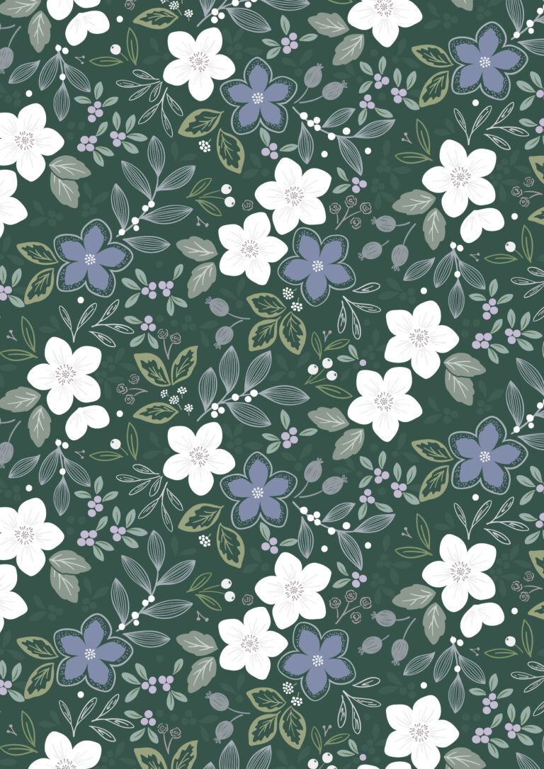Winter's Garden Promise Forest Green Pearlescent CC72.3 Lewis & Irene Half Yard