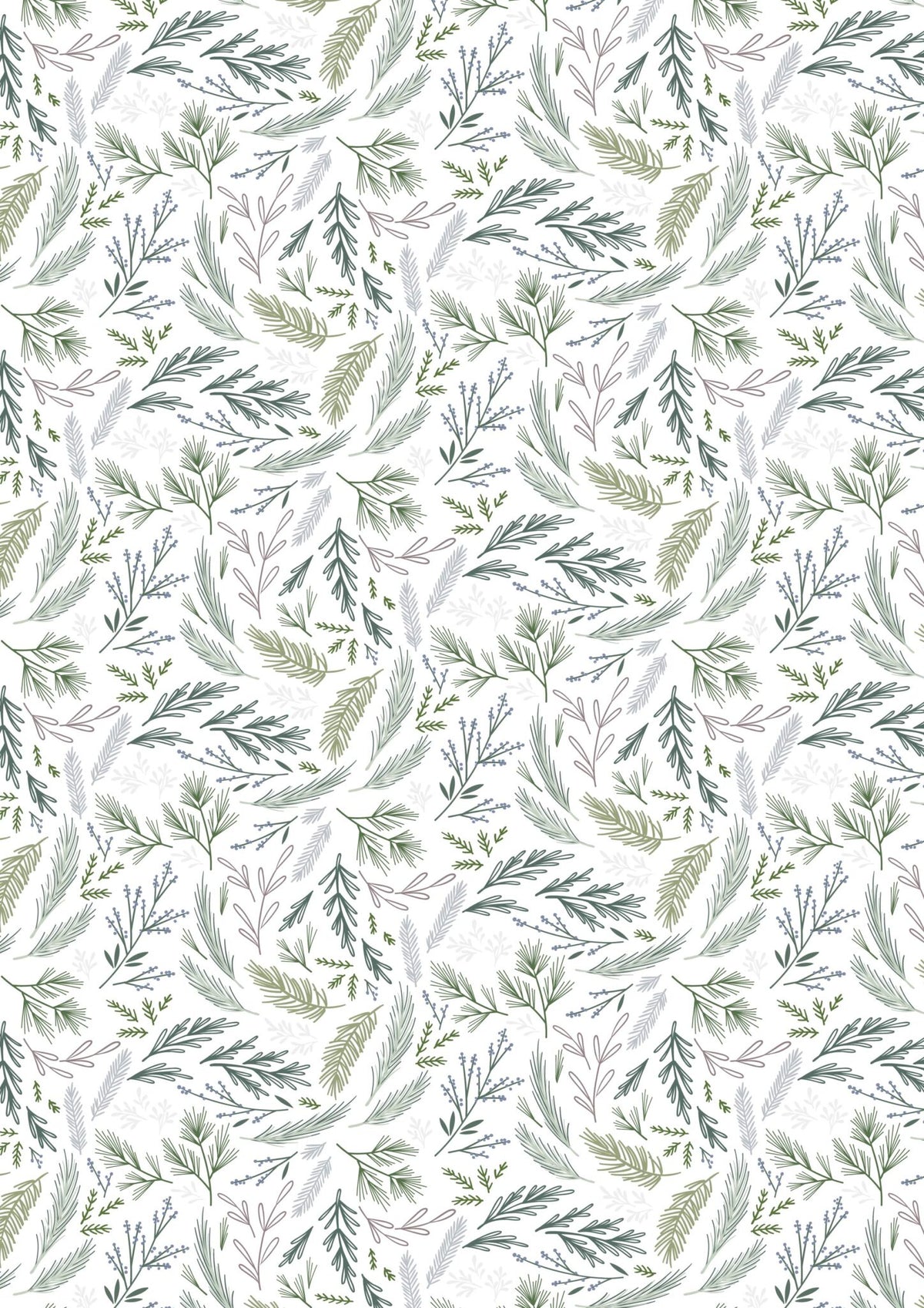 Winter's Garden Evergreen White Pearlescent CC74.1 Lewis & Irene Half Yard