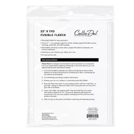 Callie Del Fusible Fleece 1yd Package 22in x 1yd CD102FPKG22