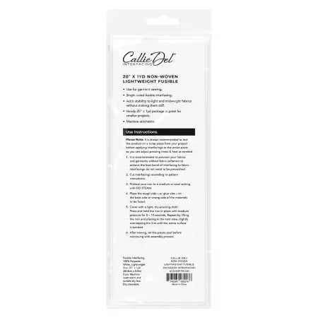 Callie Del Non-Woven Interfacing 20in x 1yd CD103FPKG20