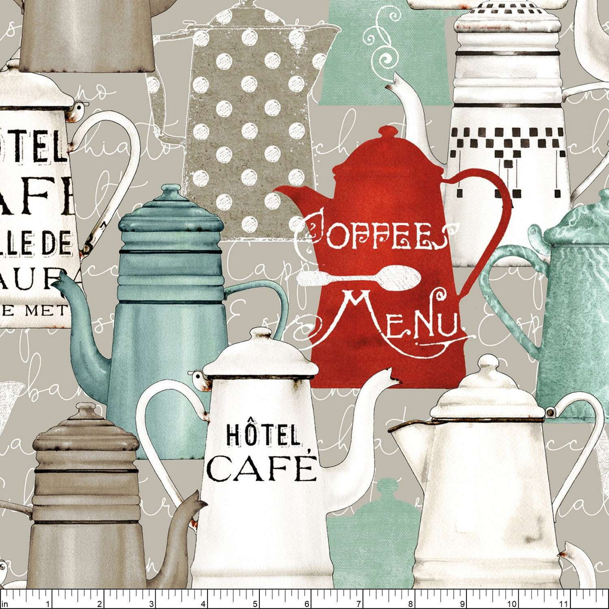 Coffee Chalk Pots Taupe CD11033-TAUPE J. Wecker Frisch Riley Blake Half Yard