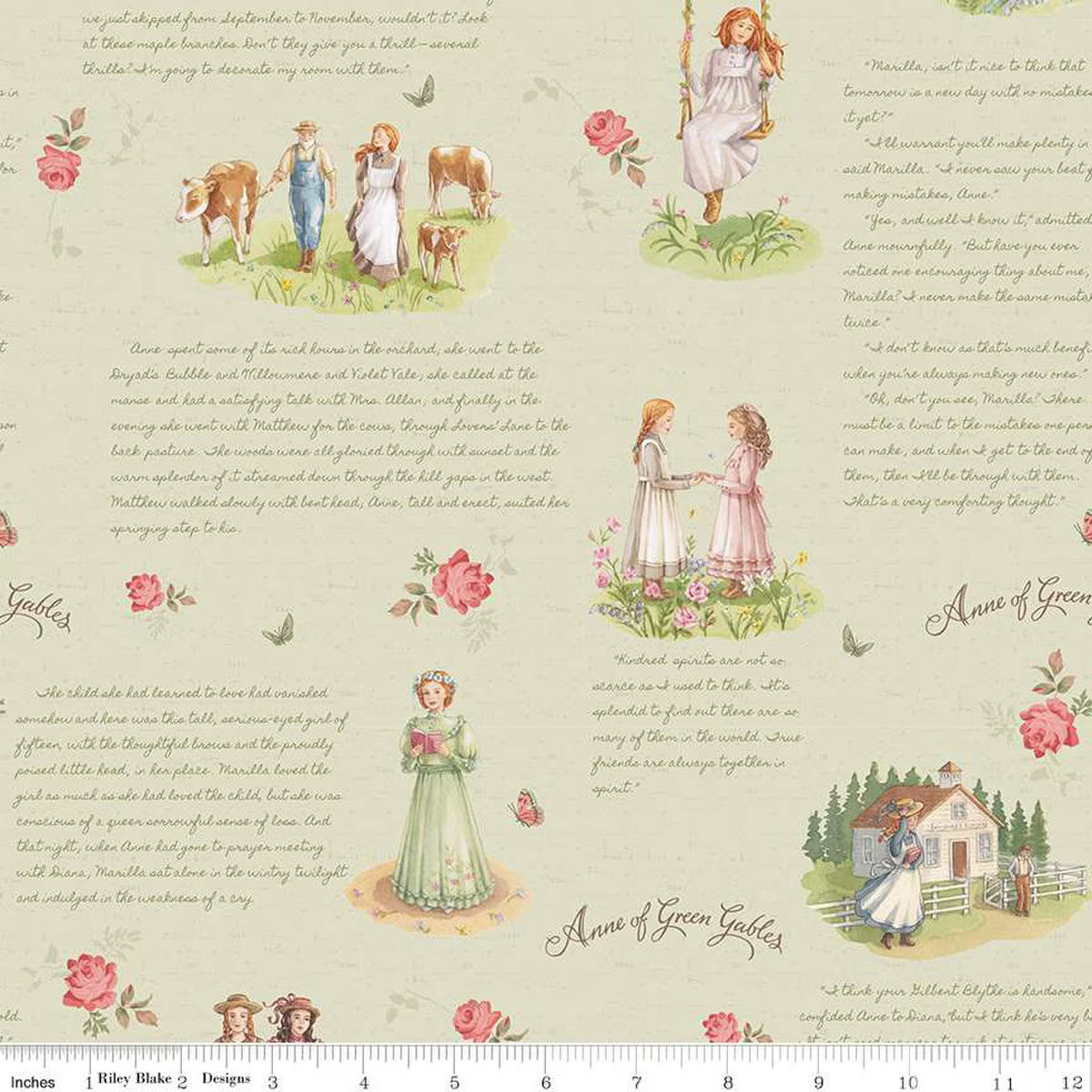 Anne of Green Gables Main CD16120-SAGE Riley Blake Designs  Half Yard