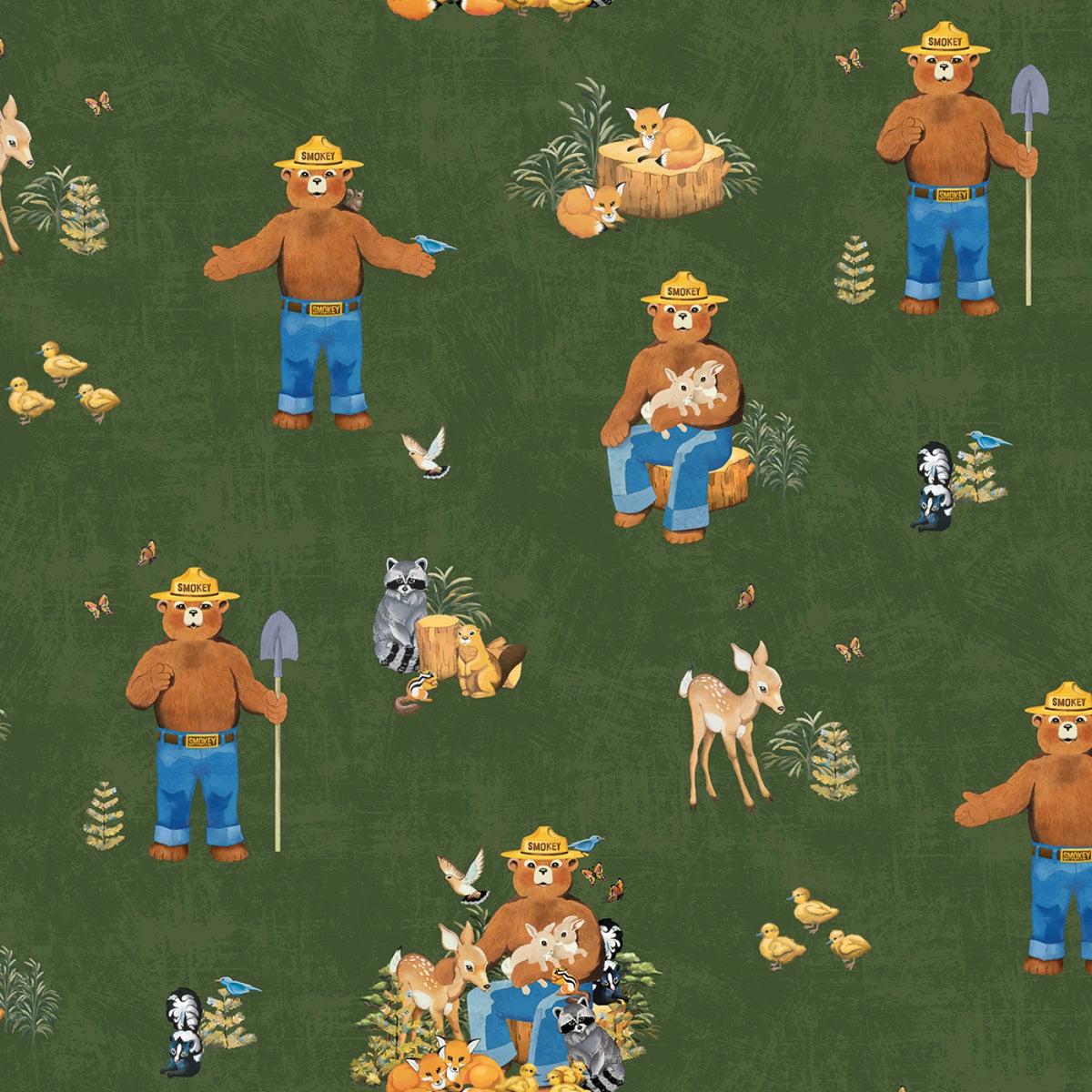MAIN FOREST FRIENDS OF SMOKEY BEAR RBD COLLECTION RILEY BLAKE DESIGNS CD16500R-FOREST HALF YARD