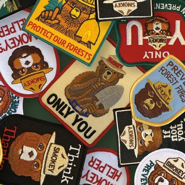 PATCHES MULTI FRIENDS OF SMOKEY BEAR RBD COLLECTION RILEY BLAKE DESIGNS CD16506R-MULTI HALF YARD