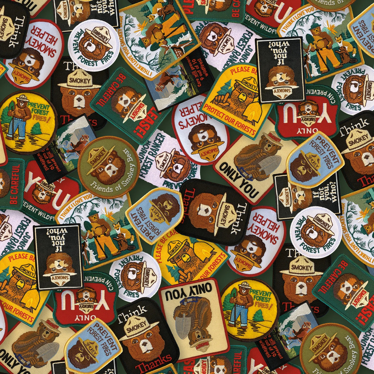 PATCHES MULTI FRIENDS OF SMOKEY BEAR RBD COLLECTION RILEY BLAKE DESIGNS CD16506R-MULTI HALF YARD