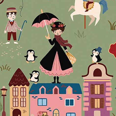 A Spoonful of Sugar Cherry Tree Lane Main Grass Jennifer Long CD17080­-GRASS Riley Blake Half Yard