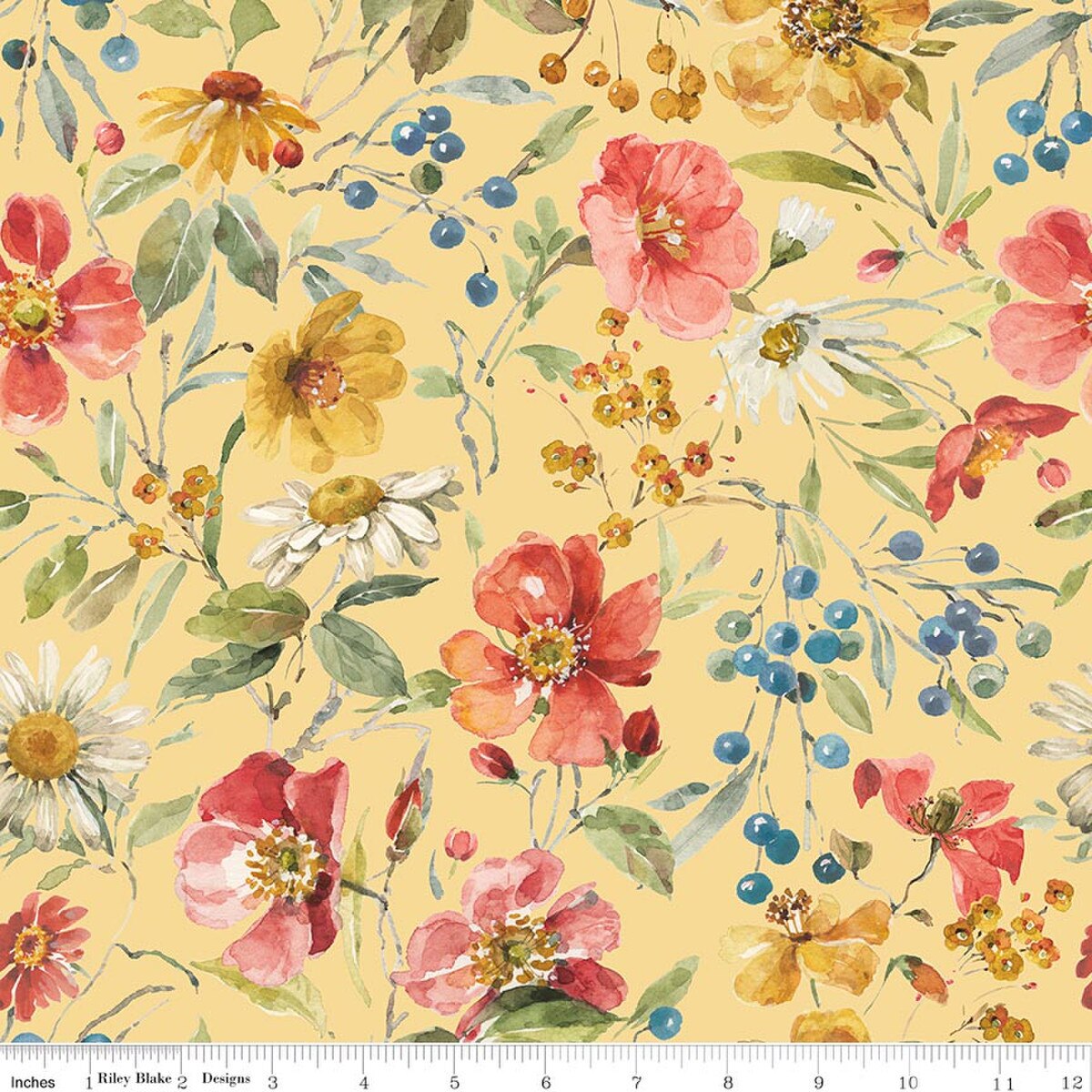 Blissful Moments Main Yellow CD18190-YELLOW Lisa Audit Riley Blake Half Yard
