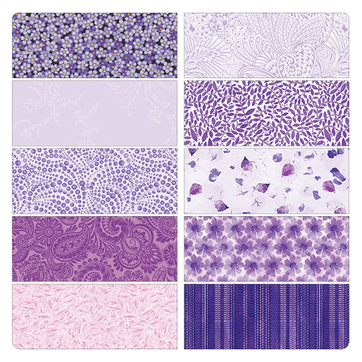 Color Elements Purple 10pc Fat Quarter Bundle Benartex CEPURPK