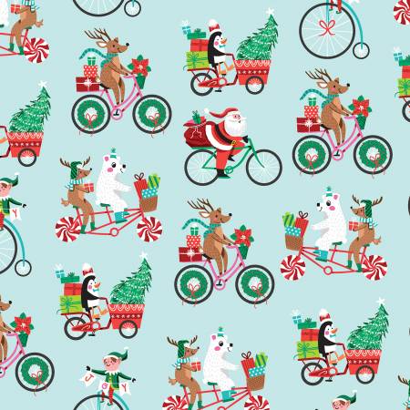 Christmas Miniatures III Christmas Bikes CHM305899LT Pink Light P&B Half Yard