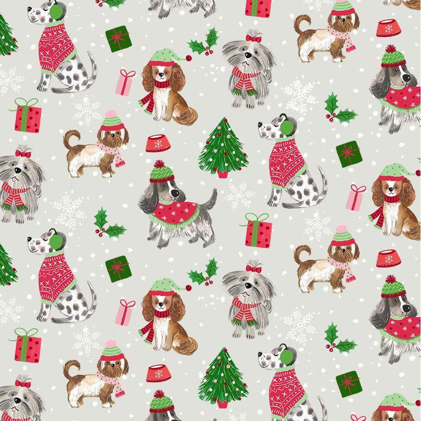 Christmas Dogs Christmas Cheer Timeless Treasures CD4073 Half Yard