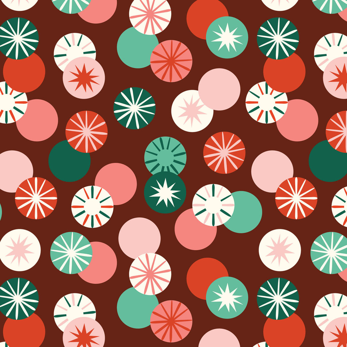 Merry & Mod 229160 Peppermint Whirl Burgundy Shelby Warwood Cloud9 Half Yard