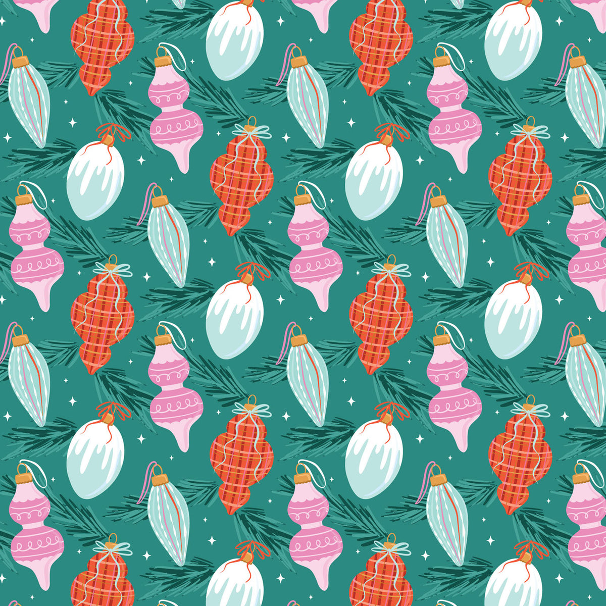 Jolly Tidings 229202 Brilliant Baubles Turquoise Whim & Joy Cloud9 Half Yard