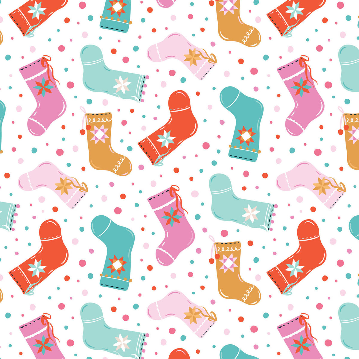 Jolly Tidings 229203 Stitched with Glee White Whim & Joy Cloud9 Half Yard