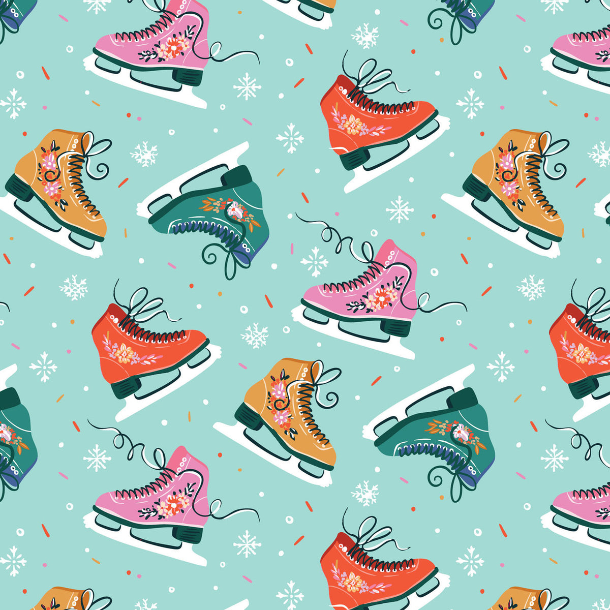 Jolly Tidings 229204 Skate to Be Turquoise Whim & Joy Cloud9 Half Yard